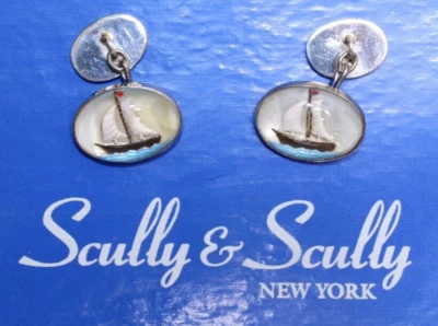 De colección. Par de gemelos de velero Scully & Scully New York de plata esterlina con CAJA Foto 1 de 4