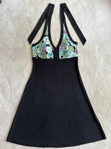 INC Dress International Concepts Halter Tie Dress Black Vintage Y2K Retro Size S - Picture 1 of 2