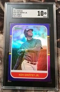 Ken Griffey Jr. 2021 Donruss SP Holo Purple Foil 🔥 SGC 10 Gem Mint🔥 Pop 1 - Picture 1 of 6