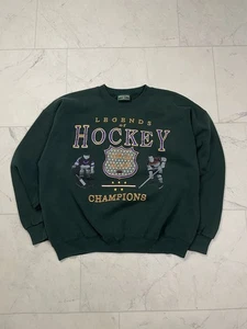 Vintage American Eagle Legends of Hockey Sweatshirt Green XL Made in USA - Picture 1 of 12