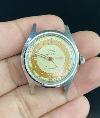 Reloj Suizo Eska Incabloc 17 Joyas Estilo Militar Estuche 28mm De Colección - FUNCIONA Foto 1 de 4