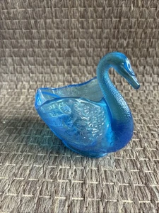 Blaue Glas offene Rückseite Schwan Figur Schmuck Schale - Bild 1 von 6