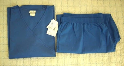Scrub Set by White Swan Medical Uniform V Neck Top,Pants Pockets Royal Blue 4XL - Image 1 of 4