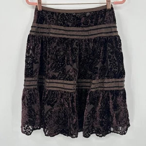 Falda midi Sundance de terciopelo Burnout cachemir en capas para mujer talla 4 marrón - Imagen 1 de 8
