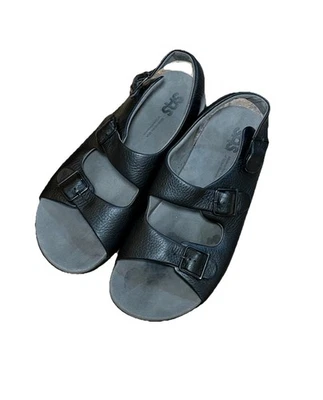 SAS Womens Relaxed Black Leather Flats Sandals ComfortableOrthopedic Shoes 11.5W - Image 1 of 4