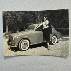 Woman with Beautiful Car Automobile Photo Photograph Italian Fiat 1100 Vignale - Picture 1 of 6