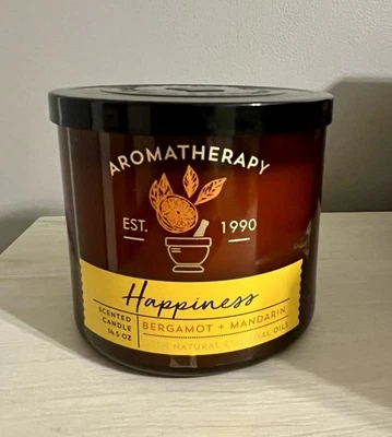 Bath & Body Works HAPPINESS Aromatherapy Candle BERGAMOT & MANDARIN Very RARE - Image 1 of 4