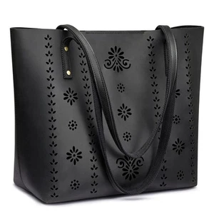 Women Genuine Leather Tote Bags Shoulder Purses Vintage Handbags Top Handle W... - Picture 1 of 7