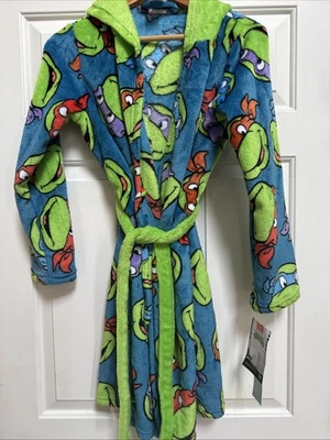 Bata de baño Teenage Mutant Ninja Turtles grande 12/14 pijama con capucha nueva con etiquetas Foto 1 de 4