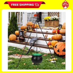 Halloween Witches Cauldron, Black Plastic Cauldron on Tripod black - Picture 1 of 8
