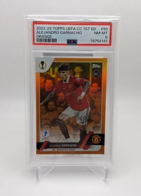 22-23 Topps UEFA CC Alejandro Garnacho Orange 25/25 PSA 8 Manchester United - Image 1 of 2