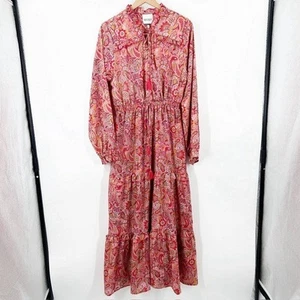 Masala Floral Paisley Boho Flowy Maxi Dress Size Large Lightweight - Picture 1 of 10