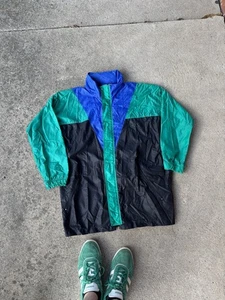Vintage ASICS Mens XL Multicolor Color Block Full Zip Windbreaker Track Jacket - Picture 1 of 5