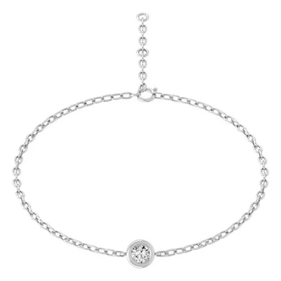 Brazalete de cadena de oro blanco de 10 quilates de diamantes cultivados en laboratorio de 0,2 quilates regalo de 7" para mujer 0,65 g Foto 1 de 4