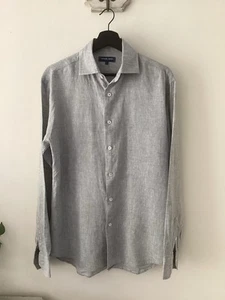 Men’s Frescobol Carioca Grey 100% Linen Shirt, UK Size L, Excellent Condition - Imagen 1 de 7