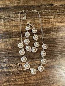 Monet Gold Tone Brushed Round Crystal Halo Statement Necklace and Bracelet Set - Picture 1 of 11