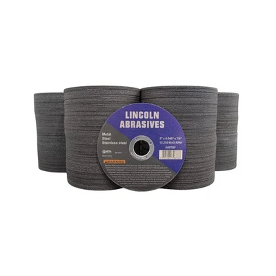 Paquete de 400 ruedas de corte Lincoln abrasivos de 5" de metal y acero inoxidable 400 .040" Foto 1 de 4