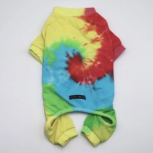 Love Thy Beast Tie-Dye French Terry Warm Rainbow Dog Bodysuit Size M - Picture 1 of 3