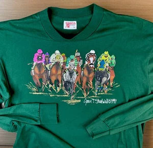 Vintage Joan Studwell T Shirt 1991 Kentucky Derby Sunbelt Hand Painted - Picture 1 of 11
