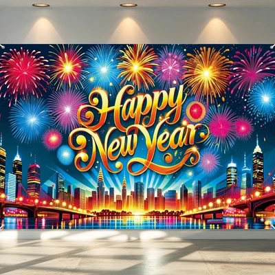 FROOVA Happy New Year Banner Colorful 2026 Decorations Large New Years Eve Party Ban...