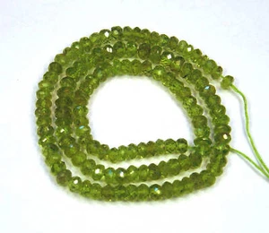 GREEN PERIDOT 4-5MM FACETED RONDELLE BEADS 832J 15"Std - Picture 1 of 1