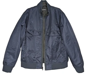 Express Men's Full Zip Bomber Jacket Size XL Navy Blue Water Resistant Nylon - Picture 1 of 7