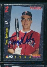 1996 Dunkin' Donuts Pawtucket Red Sox #2 Tony Rodriguez signed autographed 