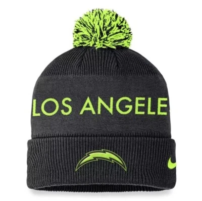 Los Angeles Chargers Nike Volt Cuffed Knit Beanie Hat w/ Pom Men's NFL Neon New - Image 1 of 4