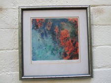 Vintage Susan Chancellor Australian Art Linocut Abstract  Framed Signed 1993