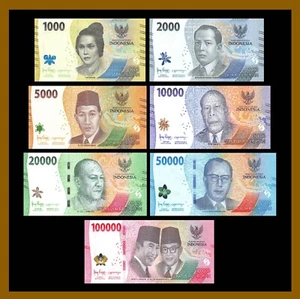 Indonesia 1000 2000 5000 10000 20000 50000 100000 Rupiah, 7 Pcs Set, 2022 Unc - Picture 1 of 8