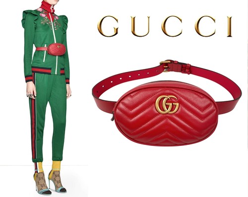 GUCCI ~ Nuova borsa da cintura GG Marmont Matelasse in pelle rossa ~ AUTENTICA