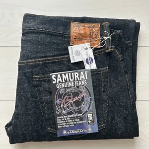 Samurai Jeans S710XX-BK 17oz Sulfide Black Denim Slim Straight One Washed - Picture 1 of 15