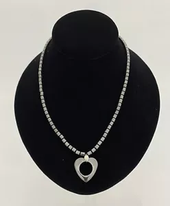 Collar de hematita natural con colgante 18" corazón abierto - Imagen 1 de 3