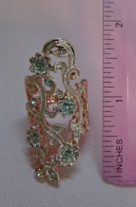 Beautiful💗1.75" Rose Tone Rhinestone Floral scroll Design Statement Ring - Picture 1 of 6