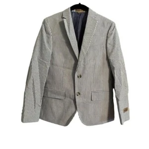 Class Clubs Blazer 2 Blue Seersucker Striped Preppy Wedding Neutral Modern - Picture 1 of 13