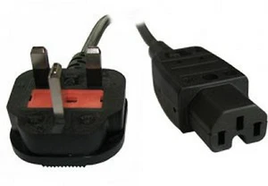 Strom Heißkabel UK Netz gesicherter Stecker auf IEC C15 Buchse 13 AMP 2m 2 Meter - Bild 1 von 2