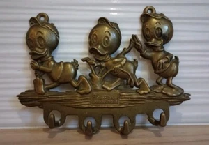 Rare Vintage Brass Huey Dewey & Louie Key Hook Rack Holder Walt Disney  - Picture 1 of 10
