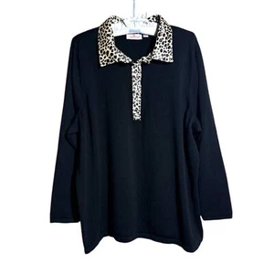 Quacker Factory Sweater Blouse 3X Womens Animal Print Stretch Pullover  Sparkle - Picture 1 of 11