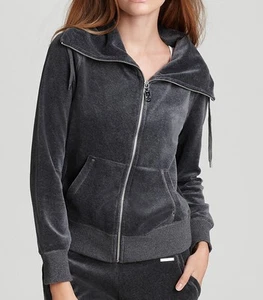 Michael Kors Zip Front Velour Sport Yoga Jacket Top Coat Derby Gray P Nwt $89  - Picture 1 of 5