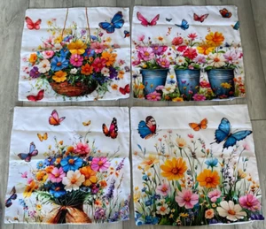 CONFEZIONE 4 COPRICUSCINI TEMA FARFALLA/FLOREALE..NUOVISSIMI..45x45CM - Foto 1 di 1