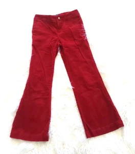 Chaps Girls Size 7 Pants Corduroys ~ Red ~ Stretch ~ Wide Leg ~ Gold button - Picture 1 of 13