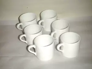 ROSINA FEINKNOCHEN CHINA ESPRESSO DEMITASSE SET MIT 6 WEISSEN TASSEN HERGESTELLT ENGLAND NOS - Bild 1 von 9