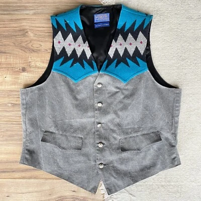 Vintage Pendleton High Grade Western Wear vest Made in USA Size L Wool Denim - Image 1 of 4