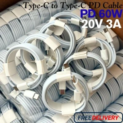 Lot 60W USB-C to USB-C Cable PD Fast Charger Cord For Samsung/iPhone 15 16 17 - Image 1 of 4