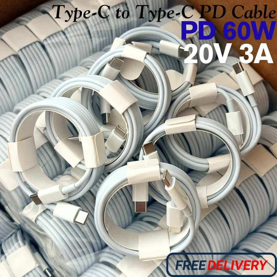 Lot 60W USB-C to USB-C Cable PD Fast Charger Cord For Samsung/iPhone 15 16 17 - Image 1 of 4