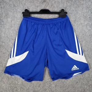 Adidas Shorts Mens Small Blue Climalite Spell Out Logo 3 Stripes Casual Gym - Picture 1 of 8
