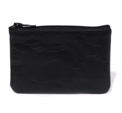 2024 SS A BATHNIG APE Men's Goods SOLID CAMO LEATHER WALLET #2 Black 1K30190012 - Image 1 of 4