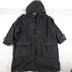 AKA Eddie Bauer Trench Coat Womens XL Black Long Sleeve Long Wool USA Made - Picture 1 of 18