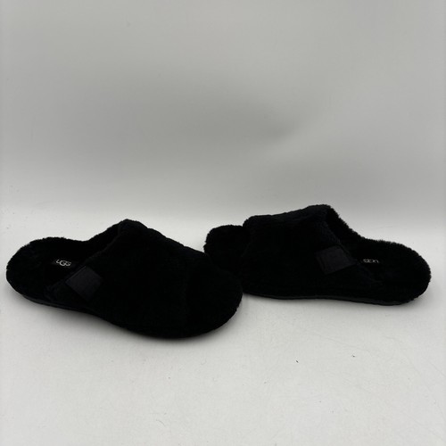 Sandali UGG 'Fluff You' neri in pelle di pecora plateau slide da uomo taglia 8