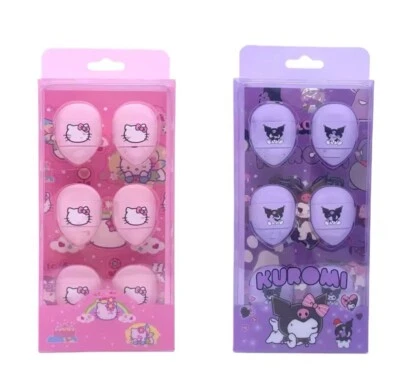 Almohadillas cosméticas de maquillaje Sanrio Hello Kitty & Kuromi 6 piezas soplos en polvo manga para dedos Foto 1 de 3